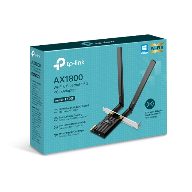 TP-Link Tarjeta de Red/Bluetooth Archer TX20E, WiFi 6, 1800 Mbit/s, 2 Antenas