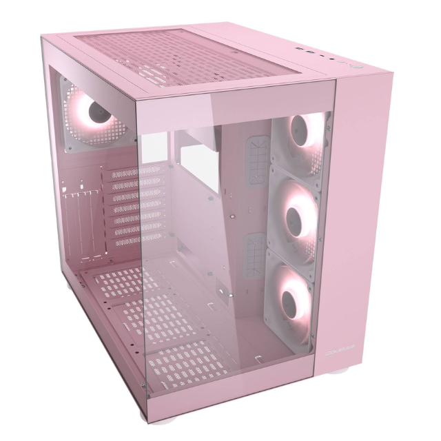 Gabinete Cougar FV150 RGB / Mid-Tower, ATX/Micro-ATX/Mini-ITX / Sin Fuente / 4 Ventiladores Instalados / USB 2.0/3.0 / Rosa