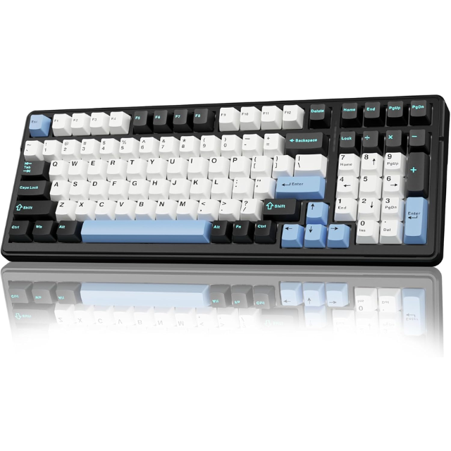 Teclado Mecánico AULA F99/ INALAMBRICO / BLACKY+WHITE+BLUEY / Diseño del 98%/STAR VECTOR SWITCH