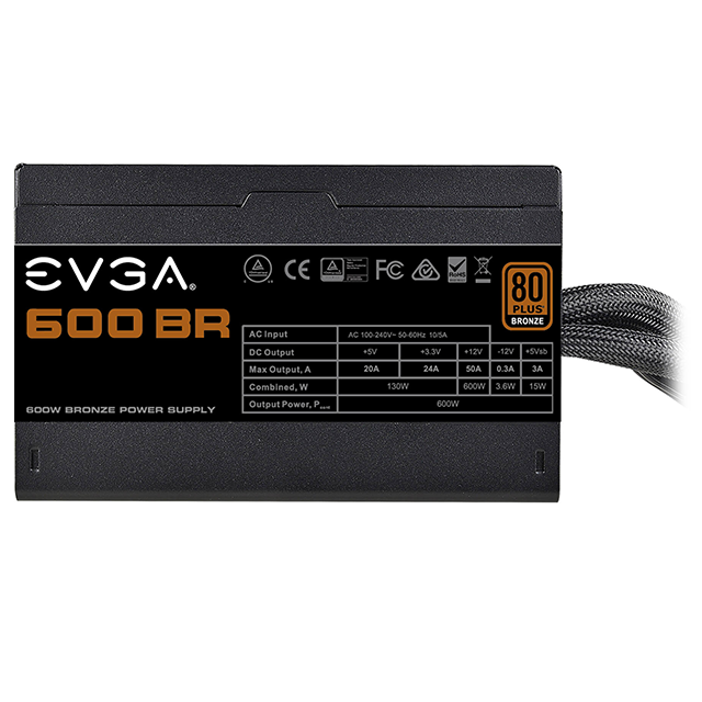 Fuente de poder 600W Certificacion 80+ Bronze EVGA 600BR 100-BR-0600-K1