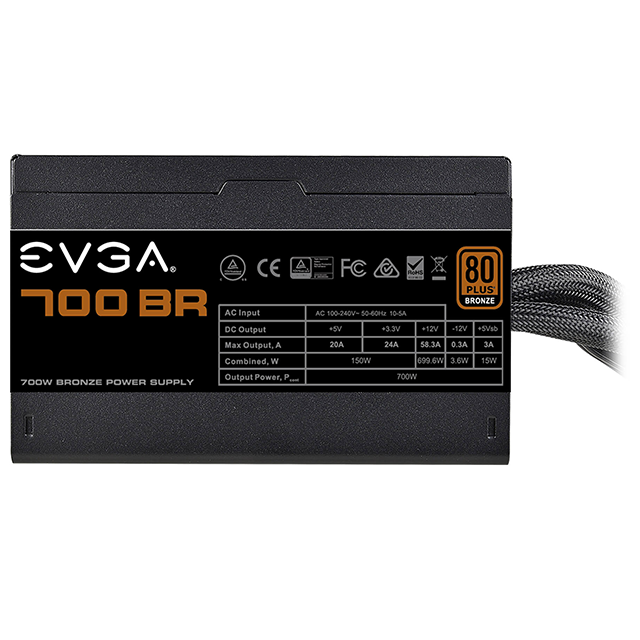 Fuente de poder 700W Certificacion 80+ Bronze EVGA 700BR 100-BR-0700-K1