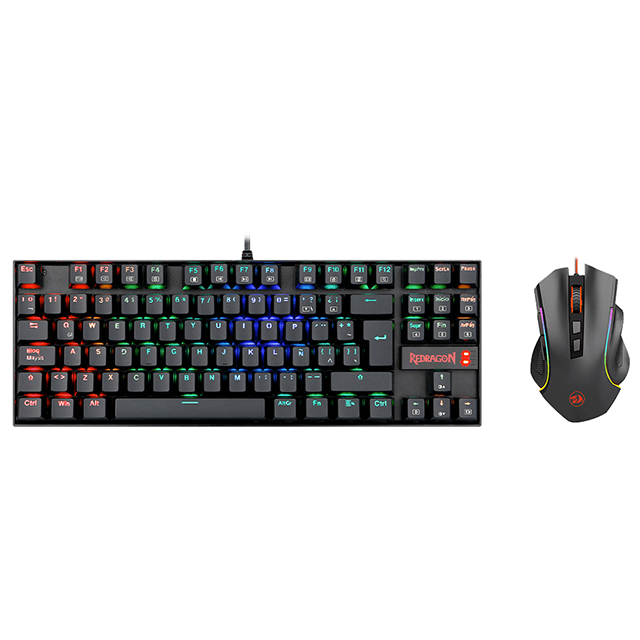 Kit Gamer Redragon Teclado y Mouse / Alámbrico / Mecanico / Iluminación LED RGB / Español / USB / K552RGB+M607