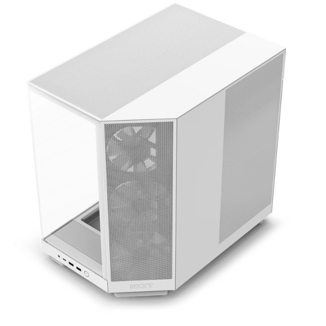 Gabinete NZXT H6 FLOW WHITE RGB / Cristal Templado / Mini-ITX / Micro-ATX / ATX / USB 3.2 / USB 3.2 Gen.2 Tipo C / Sin Fuente / Blanco / 3 Ventiladores RGB / CC-H61FW-R1