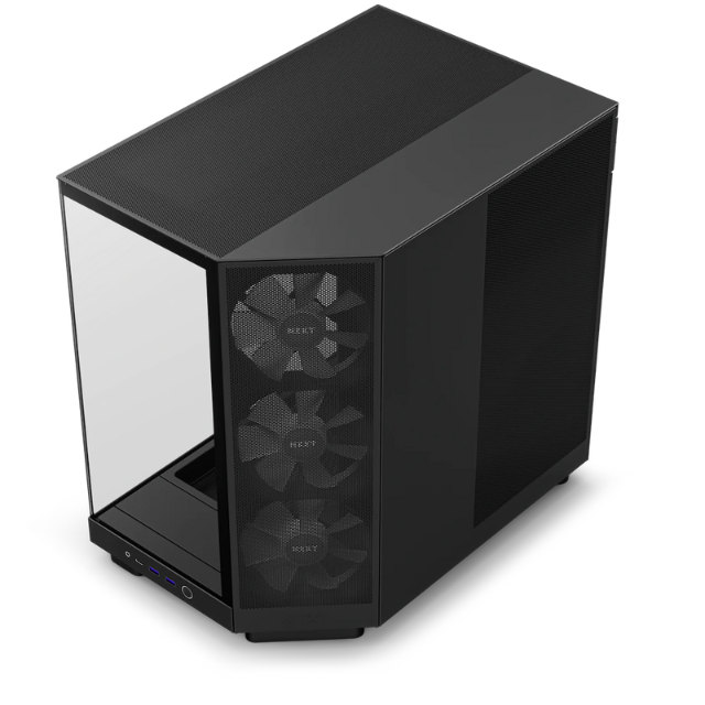 Gabinete NZXT H6 FLOW BLACK RGB / Cristal Templado / Mini-ITX / Micro-ATX / ATX / USB 3.2 / USB 3.2 Gen.2 Tipo C / Sin Fuente / Negro / 3 Ventiladores RGB / CC-H61FB-R1