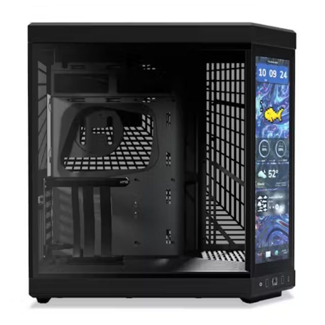 Gabinete HYTE Y70 Touch / Dual Chamber / ATX, Mid Tower / Visualización Táctil LCD 4K Integrada / Negro / CS-HYTE-Y70-B-L