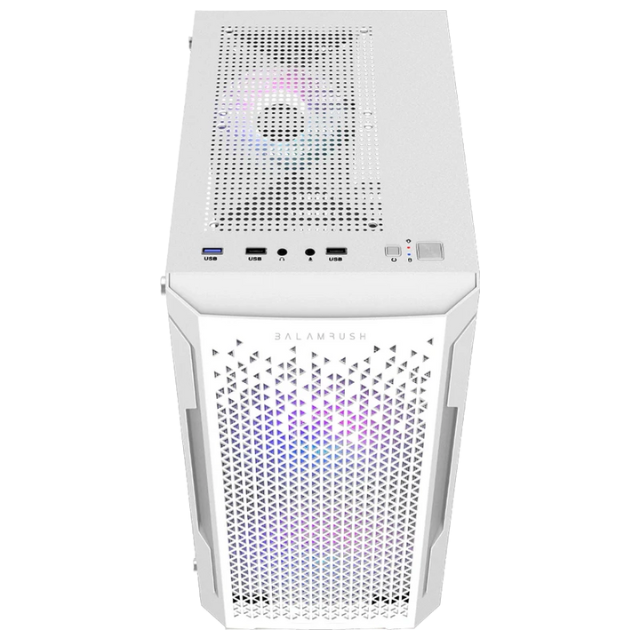 Gabinete Balam Rush Artic GI725 / RGB / Cristal Templado / Mini-Tower / Micro-ATX/Mini-ITX / USB 3.0/2.0 / Sin Fuente / 3 Ventiladores RGB Instalados / Blanco / BR-936125