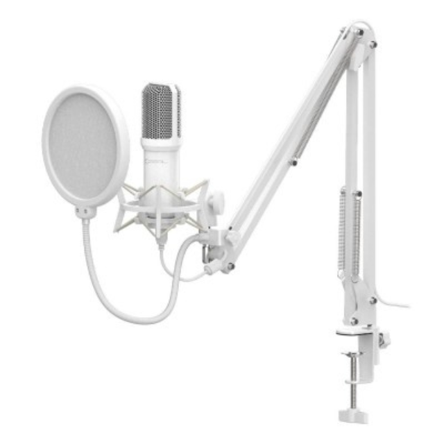 Kit de Micrófono Con Soporte XZEAL XZ-260 / Blanco / Condensador Omni-9765 / Filtro AntiPop / XZKMC1W