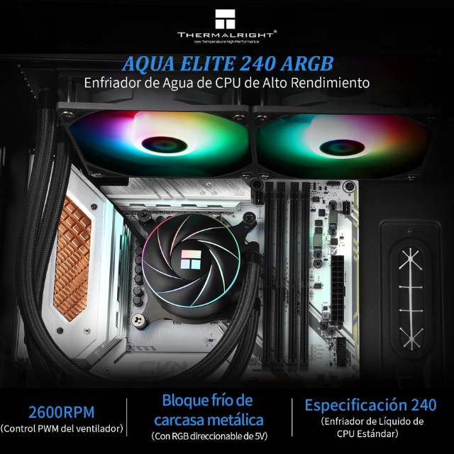 Enfriamiento Liquido ThermalRight Aqua Elite 240 ARGB / Negro / 240MM / Intel / AMD