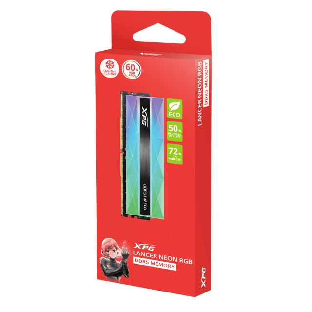 Memoria RAM XPG Lancer Neon RGB DDR5 / 6800MHz / 16GB / CL34 / XMP/EXPO / AX5U6800C3416G-CLANRSG