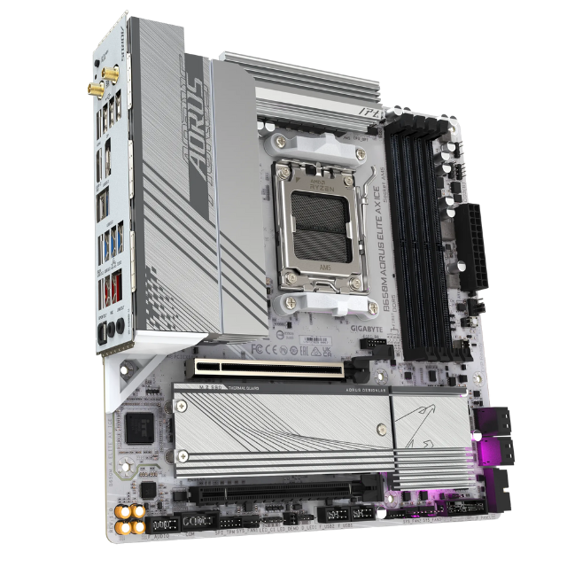 Tarjeta Madre Gigabyte B650M AORUS ELITE AX ICE / Micro ATX / AM5 / Up to 256GB DDR5 / HDMI/DP / High Definition Audio / B650M AORUS ELITE AX ICE