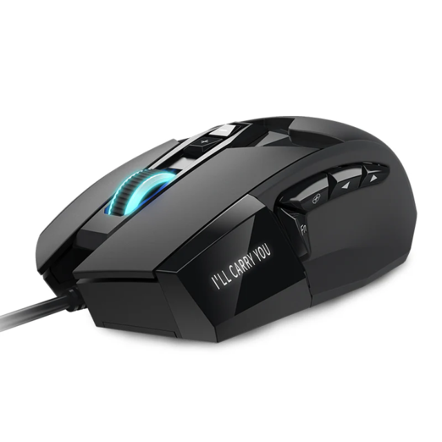 MOJO Pro Performance Silent Gaming Mouse: Alambrico / 9 botones programables / 12000 DPI / 1000 Hz