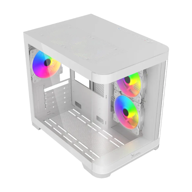 Gabinete Gamer Xzeal Xzc1, M-itx, 3 Ventiladores, Panel Curvo, Color Blanco