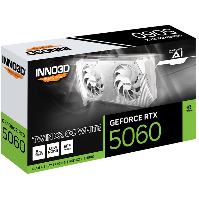 Tarjeta de Video Inno3d Nvidia Geforce RTX 5060 Twin X2 OC 8gb GDDR7 / 128bit PCI Express 5.0 White