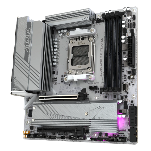 Tarjeta Madre Gigabyte B650M AORUS ELITE AX ICE / Micro ATX / AM5 / Up to 256GB DDR5 / HDMI/DP / High Definition Audio / B650M AORUS ELITE AX ICE