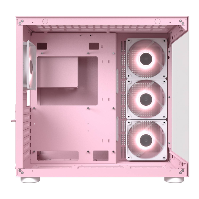 Gabinete Cougar FV150 RGB / Mid-Tower, ATX/Micro-ATX/Mini-ITX / Sin Fuente / 4 Ventiladores Instalados / USB 2.0/3.0 / Rosa