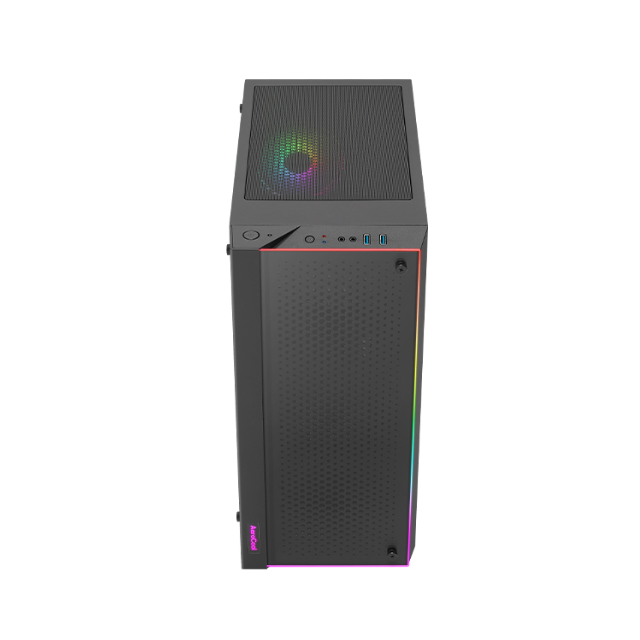 Gabinete AeroCool Skribble con Crstal Templado / ARGB / Midi-Tower, ATX/Micro-ATX/Mini-ITX / USB 3.0 / Sin Fuente / 3 Ventiladores RGB Instalados / Negro / SKRIBBLE-G-BK-V1