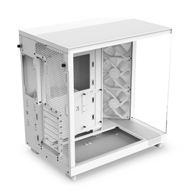 Gabinete NZXT H6 FLOW WHITE RGB / Cristal Templado / Mini-ITX / Micro-ATX / ATX / USB 3.2 / USB 3.2 Gen.2 Tipo C / Sin Fuente / Blanco / 3 Ventiladores RGB / CC-H61FW-R1