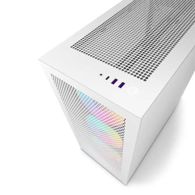 Gabinete NZXT H7 FLOW RGB Blanco / Cristal Templado / ATX Sin Fuente / USB Tipo C / 3 Ventiladores RGB 140mm + 1 140mm / CM-H71FW-R1