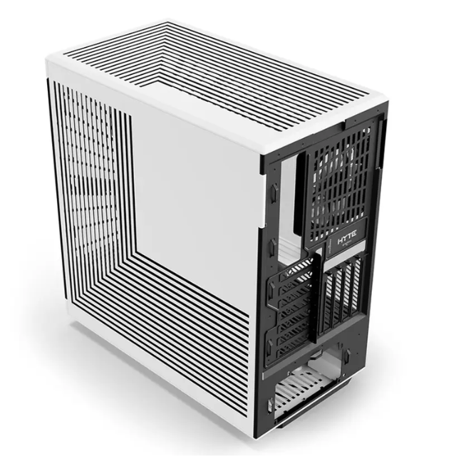 Gabinete HYTE Y40 / ATX Mid Tower / 2x 120mm ventiladores pre instalados / Cristal Templado panorámico moderno y estético con cable elevador PCIE 4.0 incluido / Color Negro con Blanco / CS-HYTE-Y40-BW