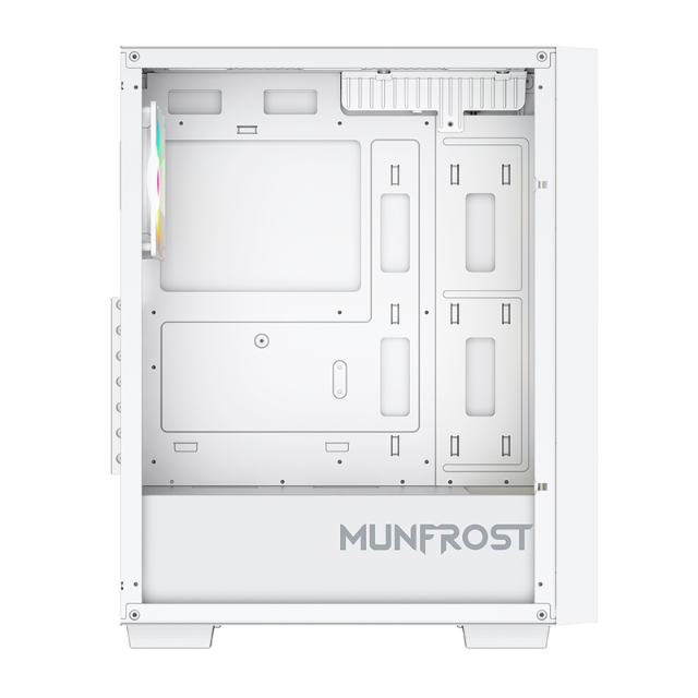 Gabinete Munfrost Alpha White / Cristal templado / ARGB Sync / Controlador de ventiladores / Atx - Micro ATX - Mini ITX / 4 Ventiladores ARGB incluido