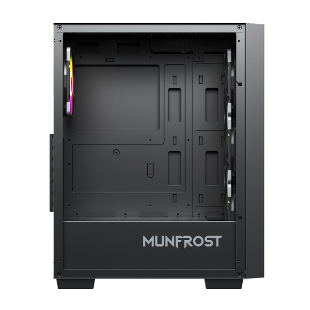 Gabinete Munfrost Alpha Black / Cristal templado / ARGB Sync / Controlador de ventiladores / Atx - Micro ATX - Mini ITX / 4 Ventiladores ARGB incluido