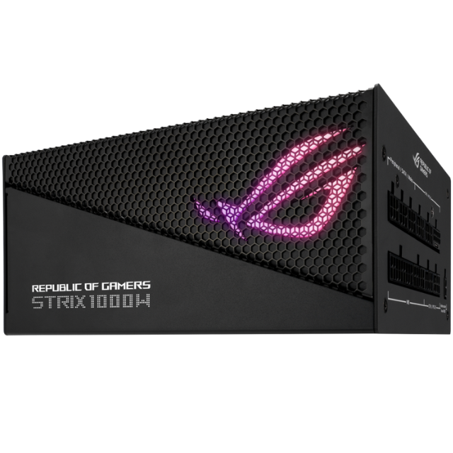 Fuente de poder ASUS ROG Strix 1000W Gold Aura Edition / Full Modular / 80+Gold Certificed / ATX 3.0 / Certificación Cybenetics Lambda A+ / PCIe Gen 5.0 Ready / ROG-STRIX-1000G-AURA-GAMING