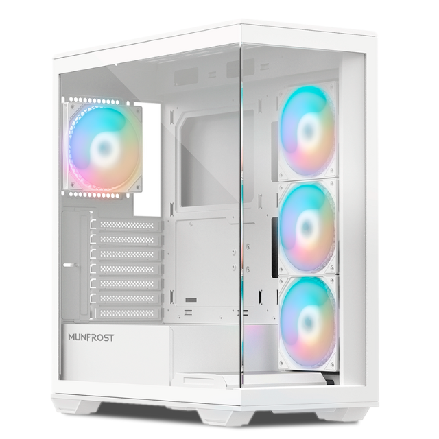 Gabinete Munfrost POLARIS / Cristal templado / ARGB / ATX-Micro ATX-Mini ITX / WHITE / 4 Ventiladores ARGB Incluidos / CGPOLARISWMFT/