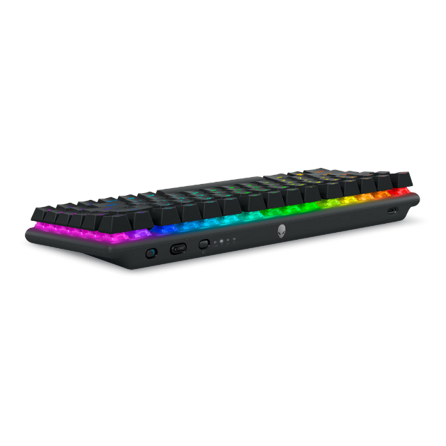 Alienware Pro Wireless Gaming Keyboard - Bluetooth 5.1/2.4 GHz Radio Frequency Connectivity, Linear Mechanical, Hot-swappable switches, Tri mode connectivity, Adjustable Height - Dark Side of the Moon