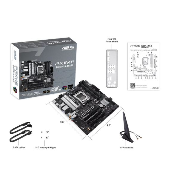 Tarjeta Madre ASUS PRIME B650M-A AX6 II / Micro-ATX / AM5 / AMD B650 / Up to 192GB DDR5 / HDMI/DP / PRIME B650M-A AX6 II