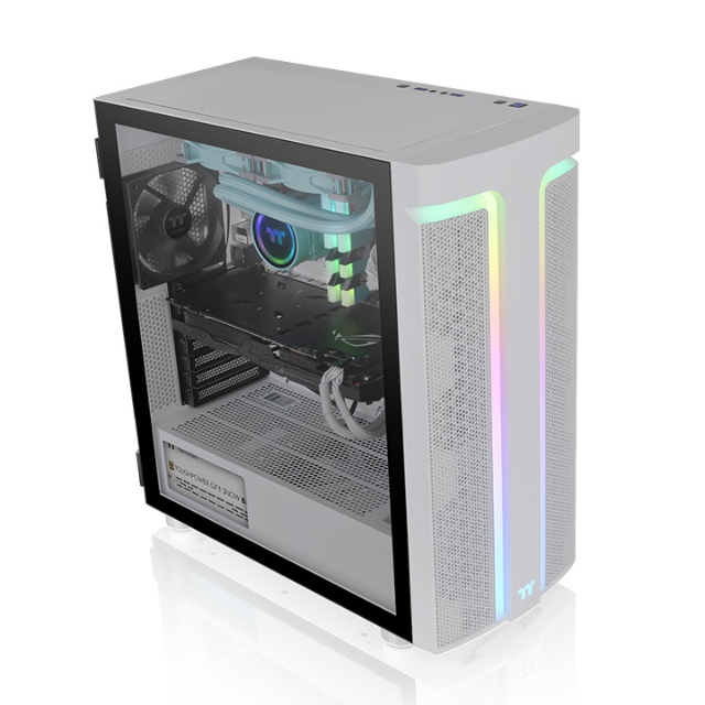 Gabinete Thermaltake H590 TG ARGB / Cristal / Midi-Tower, ATX/Micro-ATX/Mini-ITX / USB 3.0 / 2 Ventiladores Instalados / BLANCO/ 	CA-1X4-00M6WN-00