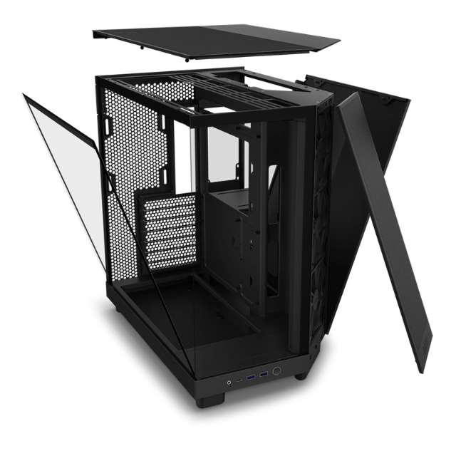 Gabinete NZXT H6 FLOW BLACK / Cristal Templado / Mini-ITX / Micro-ATX / ATX / USB 3.2 / USB 3.2 Gen.2 Tipo C / Sin Fuente / Negro / 3 Ventiladores sin RGB / CC-H61FB-01