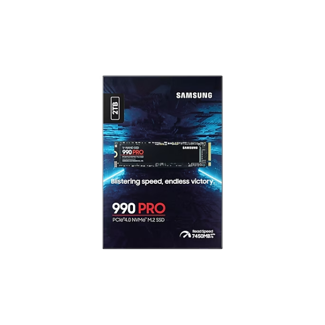 Unidad de Estado Solido SSD NVMe M.2 Samsung 990 Pro, 2TB, 7,450/6,900 MB/s, PCIe 4.0 - MZ-V9P2T0B/AM