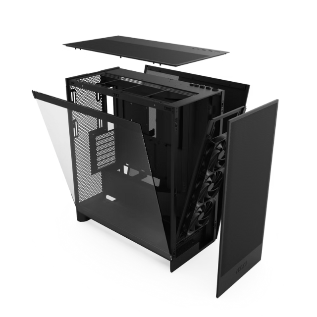 Gabinete NZXT H7 FLOW Negro / Versión 2024 / Cristal Templado / ATX / Sin Fuente / USB Tipo C / 3 Ventiladores 120mm Instalados / CM-H72FB-01