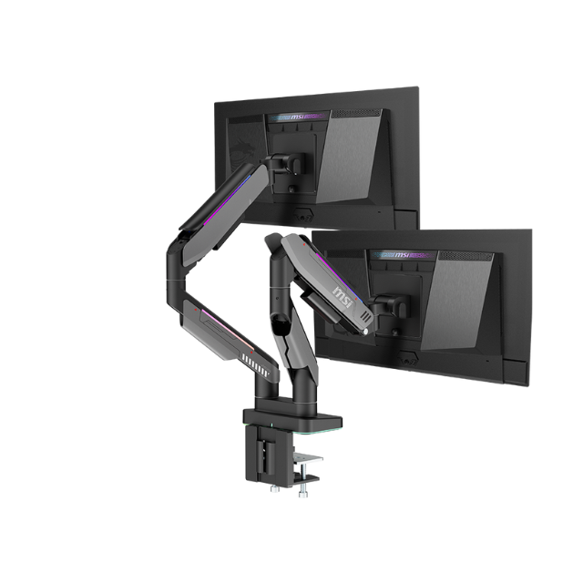 Brazos de Soporte para Monitor Doble MSI MPG MT201DR / RGB / De Alta Calidad / Soporte de 17-35 Pulgadas / Compatible con VESA / Montaje Ajustable de Resorte de Gas Resistente / MPG MT201DR