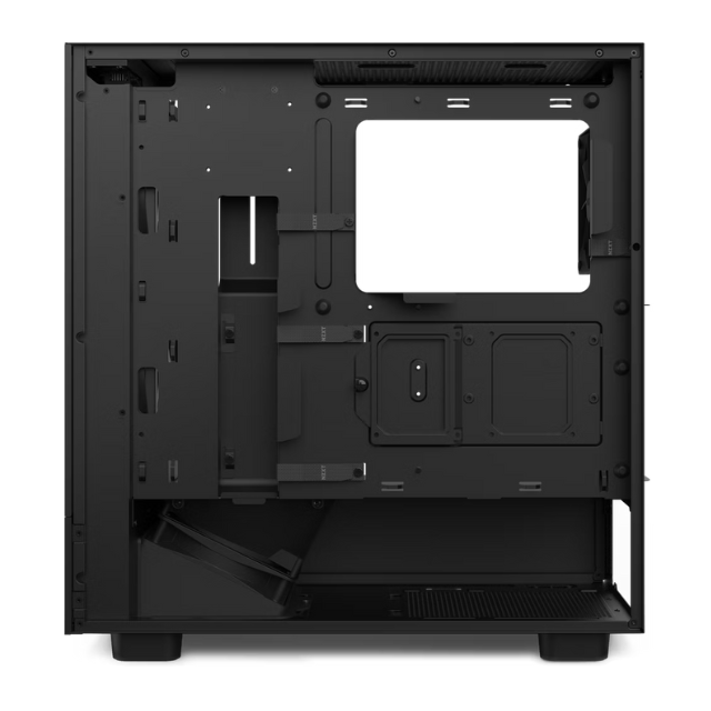 Gabinete NZXT H5 Flow RGB / Negro / Carcasa Compacta ATX / Panel frontal perforado para alto flujo de aire / Panel lateral de vidrio templado / Gestión de cables / 2 Fans Frontales 140mm + 2 Fans 120mm / CC-H51FB-R1