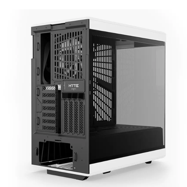 Gabinete HYTE Y40 / ATX Mid Tower / 2x 120mm ventiladores pre instalados / Cristal Templado panorámico moderno y estético con cable elevador PCIE 4.0 incluido / Color Negro con Blanco / CS-HYTE-Y40-BW