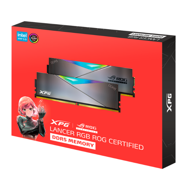 Memoria RAM XPG Lancer RGB ROG DDR5 / 6600MHz / 32GB (2x16GB) / ECC / CL32 / XMP / AX5U6600C3216G-DCLARROG