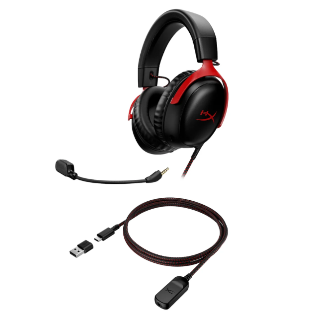 HyperX Cloud III Audifonos Gamer / Negro Rojo / con cable / Modelo 727A9AA