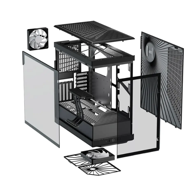 Gabinete HYTE Y40 / ATX Mid Tower / 2x 120mm ventiladores pre instalados / Cristal Templado panorámico moderno y estético con cable elevador PCIE 4.0 incluido / Color Negro/ CS-HYTE-Y40-B /