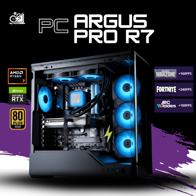 PC ARGUS PRO R7/ AMD RYZEN 7 5700X / RTX 5060 TI 16GB / 16GB RAM / 1TB SSD NVME / ENFRIAMIENTO LIQ 240MM / FUENTE 650W 80+ GOLD / W11 PRO / PROMOCION