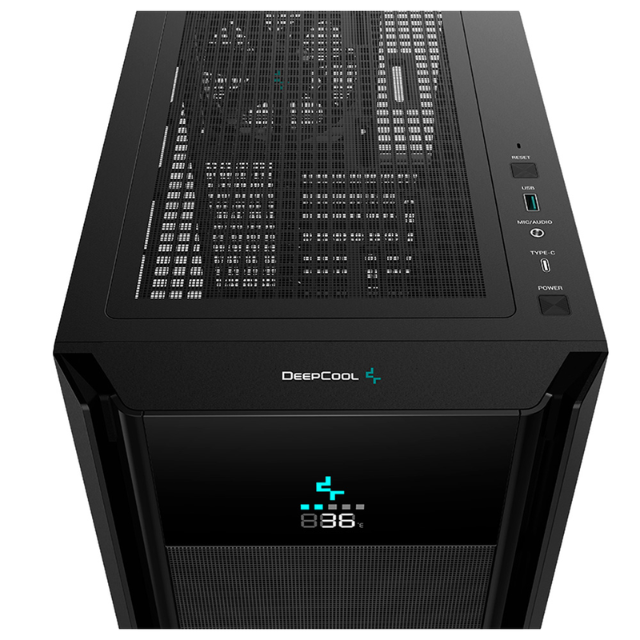 Gabinete DEEPCOOL CH510 MESH DIGITAL / Mini-ITX / Micro-ATX / ATX / E-ATX / Cristal Templado / Incluye 1 ventilador / Pantalla Incorporada para temperaturas GPU y CPU