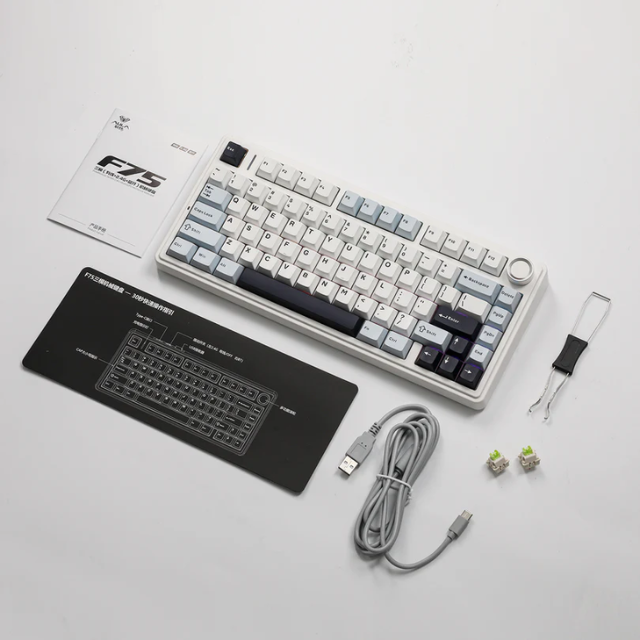 TECLADO MECANICO EPOMAKER X AULA F75 / 75% / HOT SWAP / RGB / WIRELESS/ BATERIA 4000MAH / REAPER SWITCH / LIGHT BLUE