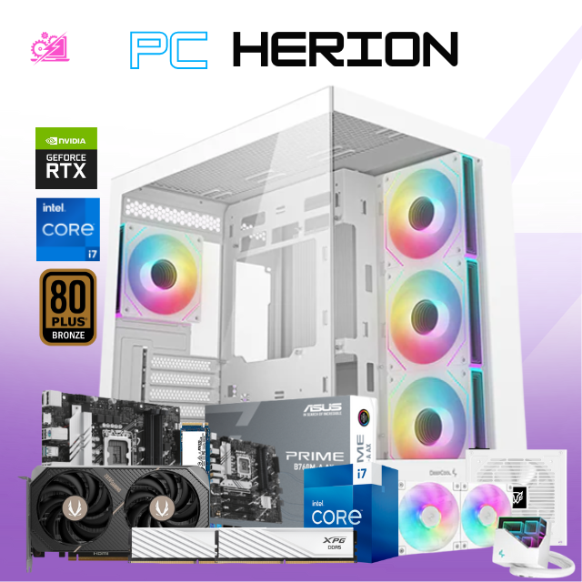 PC HERION / INTEL CORE I7-13700F / RTX 5060 / 32GB RAM DDR5 / 1TB SSD NVME / ENFRIAMIENTO LIQ 240MM / FUENTE 750W 80+ GOLD /  PROMOCION