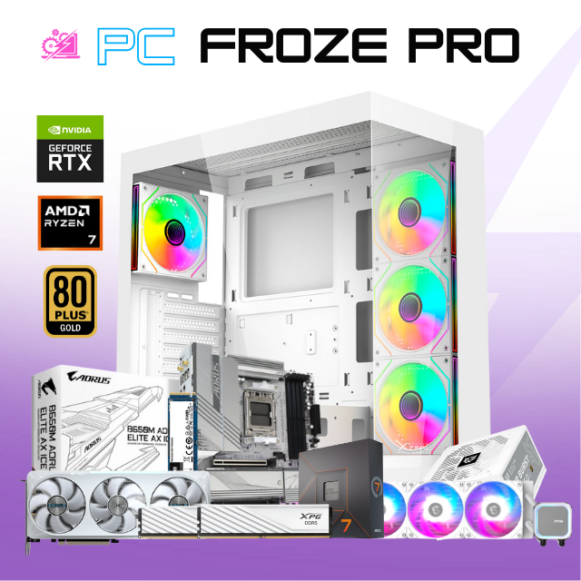 PC FROZE PRO / AMD RYZEN 7 7700X/ RTX 5070 / 32GB RAM DDR5 / 1TB SSD M.2 NVME / ENFRIAMIENTO LIQ 360MM / FUENTE 750W 80+ GOLD /  PROMOCION