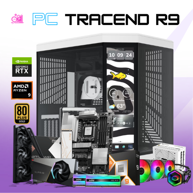 PC TRACEND R9 / AMD RYZEN 9 9950X3D / RTX 5090 / 32GB RAM DDR5 / 4TB SSD NVME / ENFRIAMIENTO LIQ 360MM / FUENTE 1200W 80+ GOLD / PROMOCION