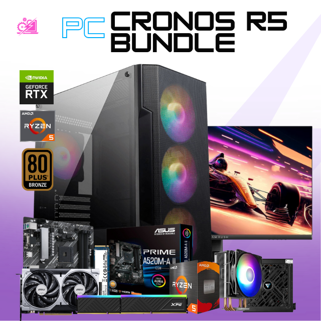 PC CRONOS R5 BUNDLE / AMD RYZEN 5 5600 / RTX 5060 / 16GB RAM / 500GB SSD M.2 NVME / DISIPADOR DE TORRE/ FUENTE 750W 80+ BRONZE/ INCLUYE MONITOR 24" FHD 165HZ 1MS / PROMOCION