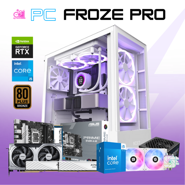 PC FROZE PRO / INTEL CORE I5-14400 / RTX 5060 TI / 32GB RAM DDR5 / 1TB SSD M.2 NVME / ENFRIAMIENTO LIQ 240MM / FUENTE 750W 80+ BRONZE/ PROMOCION