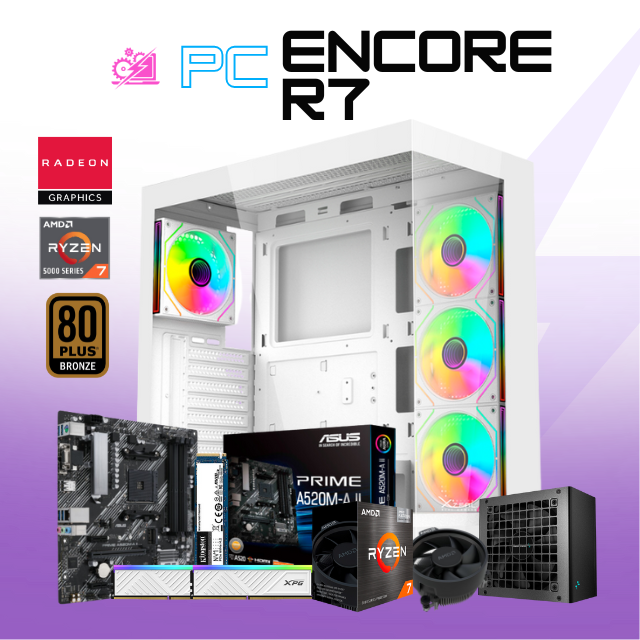 PC ENCORE R7 / AMD RYZEN 7 5700G / RADEON VEGA GRAPHICS / 16GB RAM / 500GB M.2 NVME / FUENTE 550W 80+ BRONZE / PROMOCION