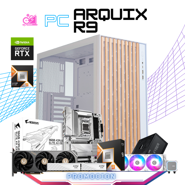PC ARQUIX R9 / AMD RYZEN 9 9900X3D / RTX 5070 / 32GB RAM DDR5 / 2TB SSD M.2 NVME / FUENTE 750W 80+ GOLD / ENFRIAMIENTO LIQ 360MM / PROMOCION