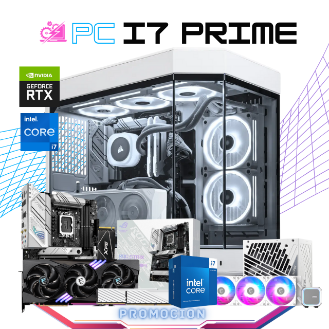 PC I7 PRIME / INTEL CORE I7-14700F / RTX 5070 / 32GB RAM DDR5 / 2TB SSD NVME / ENFRIAMIENTO LIQ 360MM / FUENTE 850W 80+ GOLD / PROMOCION